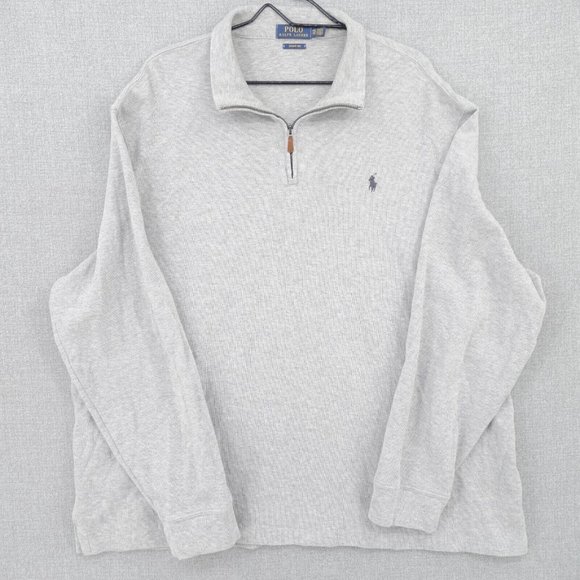 Polo Ralph Lauren Other - Polo Ralph Lauren Sweater Mens XXL 2XL Gray Mock Neck 1/4 Zip Estate Rib